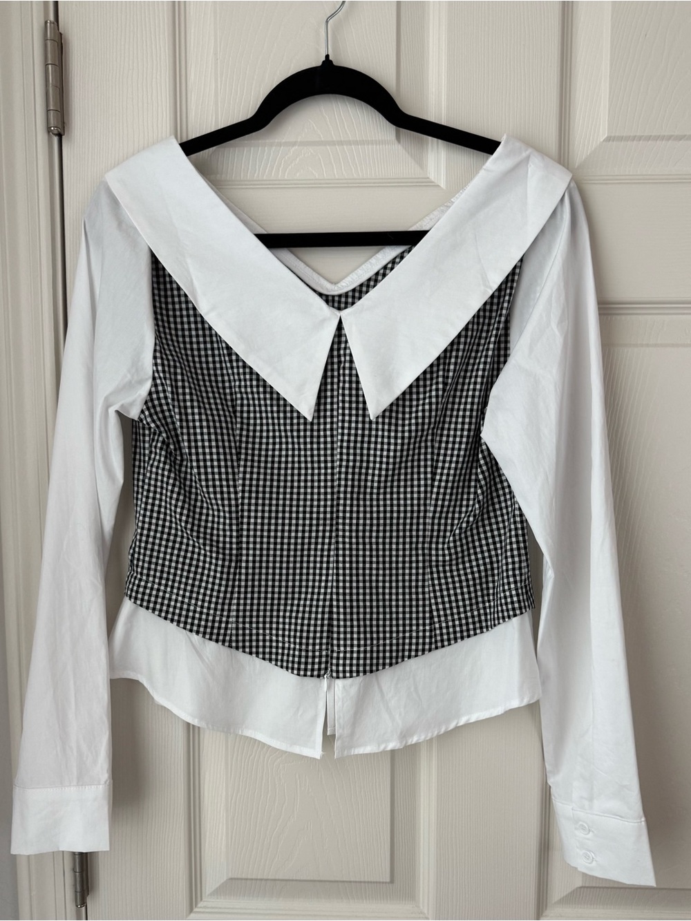 NWT Commense 2 in 1 Gingham Paneled Shirt
